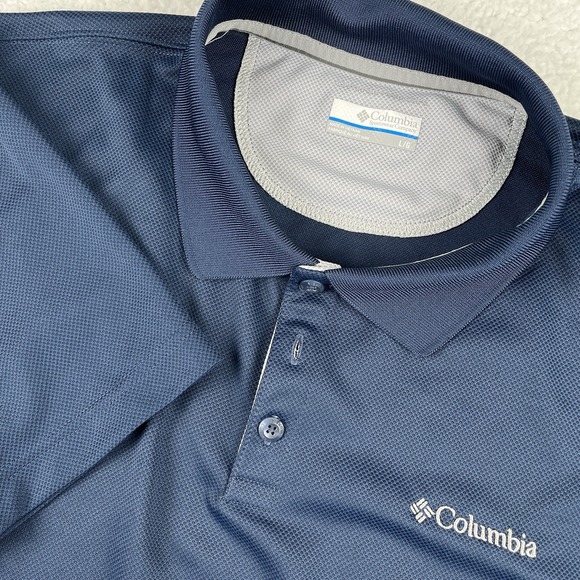 COLUMBIA Omni-Wick Short Sleeve Polo Shirt Mens Large Navy Performance Wicking - Picture 1 of 8